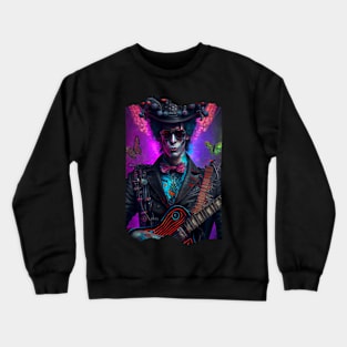 Retro Rock Punk Colorful Guitarist Butterfly Musician Crewneck Sweatshirt